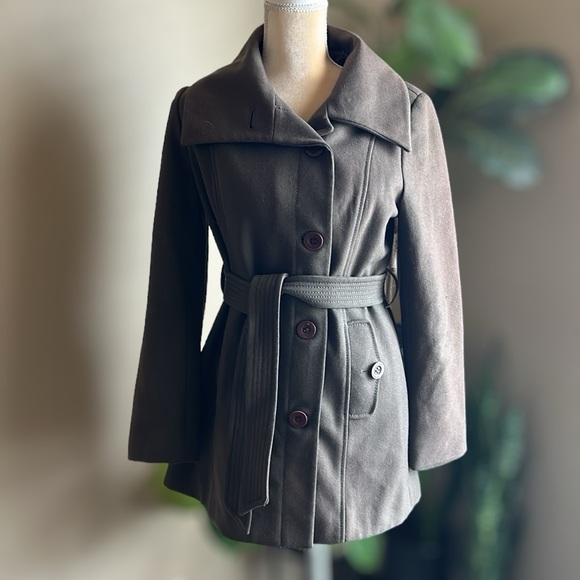 Nine West Olive Wool Pea Coat - Picture 3 of 16